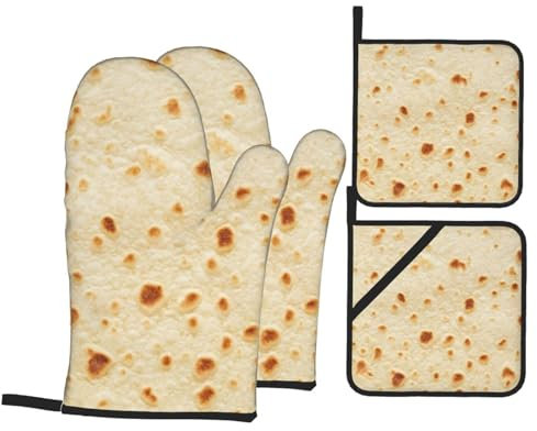 Guantes De Horno Juego De Agarraderas Tortilla De Harina México Burrito Tacos Guantes Y Agarraderas para Horno Resistentes Al Calor Manoplas Horno, para Cocinar, Barbacoas
