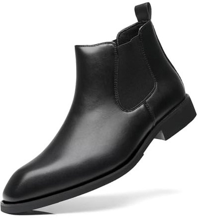 SANNAX scarpe da uomo Chelsea boots Stivaletti vintage alla moda Business high-top casual da uomo Mocassini formali, nero 1, EU 45.5
