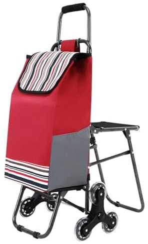 Einkaufstrolley Einkaufswagen Shoppingtrolley Trolley 6-Rad-Einkaufswagen Mit Sitz Einkaufswagen Zusammenklappbarer Tragbarer Anhänger Mit Wasserdichter Einkaufstasche Treppenwagen Treppensteiger Trol
