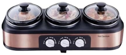 Mijoteuse triple, serveur de buffet de fête, mini mijoteuse avec pot en céramique et support de couvercle, acier inoxydable