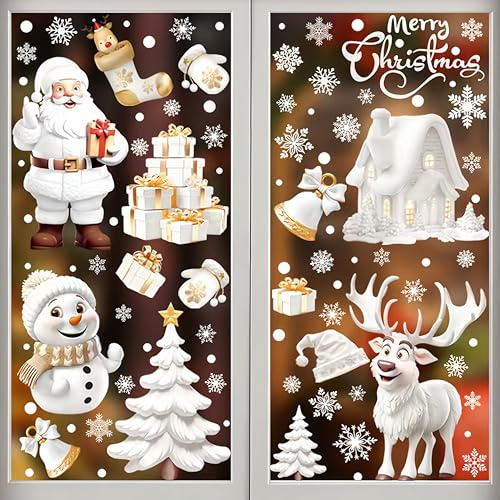 QIURUYUE 9 Blättern Weihnachten Fensterbilder, 255 Stück Aufnehmbare Fensterdeko Fenstersticker Weihnachtssticker Statisch Haftend PVC Aufkleber für Fenster Vitrine Türen Schaufenster | Aufnehmbare Fensterdeko Fenstersticker Weihnachtssticker Statisch Haftend PVC Aufkleber für Fenster