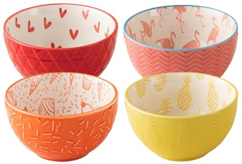 walenbily Lot de 4 bols à céréales en porcelaine - 300 ml - Pour crème glacée, dessert, soupe, céréales, fruits