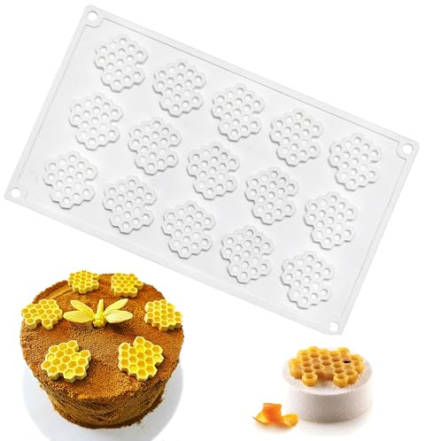 XCSJ Waben-Silikonform 15 Löcher Schokoladenform 3D-Wabenform (Weiß 1) | Kuchenform Mousse Dessert Silikon Formen Backformen Silikon Diy Mold für Schokolade, Backen, Kuchen Dekorationen