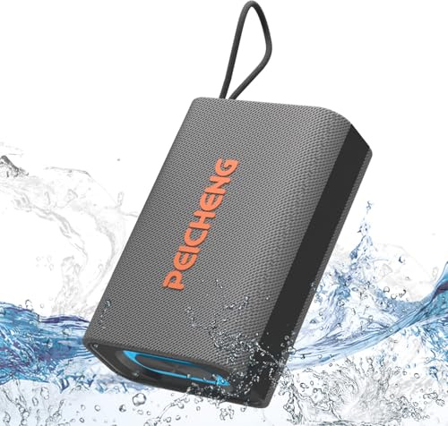 PEICHENG Haut-parleur Bluetooth portable sans fil, étanche, son stéréo fort avec lumières RVB TWS longue durée de lecture pour la maison/fête/extérieur, gadgets électroniques, 1 pièce (gris acier)