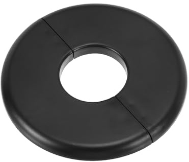 PATIKIL Wall Split Flange 1.36 (34.5mm),ABS Round Self-Adhesive Escutcheon Plate Buckles Water Pipe Cover for Kitchen Bathroom Arm Pipe Faucet Decoration, Black