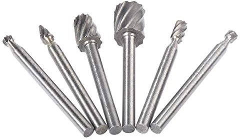 HOHXEN Conjunto de Lima Giratoria - 6 Piezas, Juego de Fresas Rotativas de Acero Para Rodamientos de Mango Redondo de 3,17mm, Para Carpintería de Bricolaje, Perforación, Pulido, Expansión de Agujeros