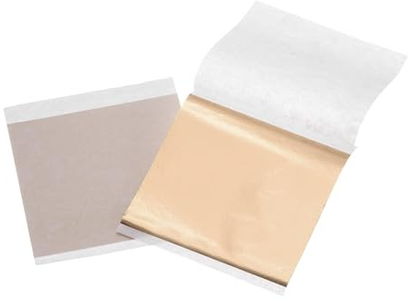 QUARKZMAN 100 Pz di Fogli di Foglia, 3.5 x 3.5 Fogli di Lamina per Lavori Artigianali Fai-da-Te, Pittura Unghie Resina Mobili Decorazione (Oro Champagne)