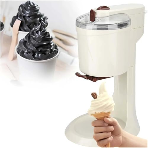 Máquina para hacer helados italiana para el hogar, máquina para hacer helados eléctricos, máquina para hacer helados, sorbetes y yogur helado, prepara un delicioso helado en 15-20 minutos,White