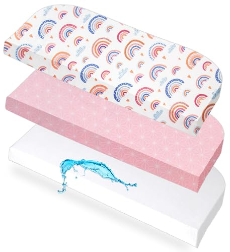 Lovely Hippo 2X Spannbettlaken 50x89 cm Kompatibel mit BabyBay + 1X Matratzenschoner - Spannbettlaken Baby Kompatibel mit Maxi, Boxspring, Comfort, Comfort Plus (Regenbogenfarben, 50x89cm)