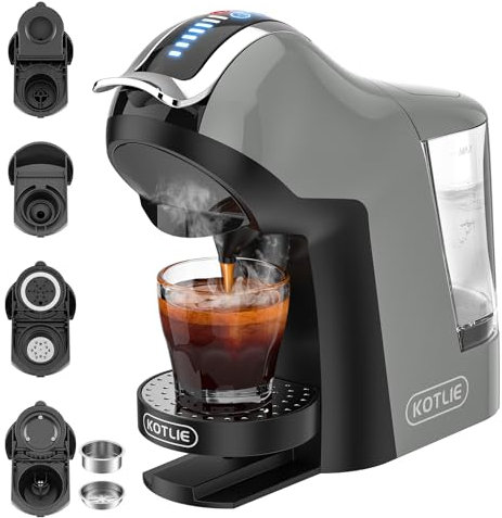 19 Bar 5in1 Multicapsule Espresso Coffee Machine for Nespresso/Dolce Gusto/LAVAZZA A MODO MIO Capsule and Ground/ESE Coffee Pods EM-308A (Grey)