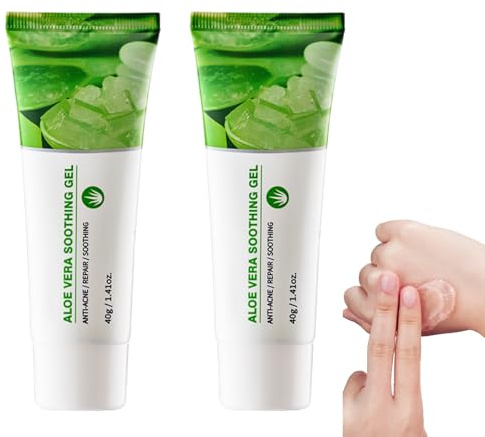 Gel De Aloe Vera Calmante - 2 Unidades, Alivio Quemaduras Solares, Hidratante De Absorción Rápida Para Piel Irritada, Rostro, Cuerpo Y Cabello, Sin Sensación Pegajosa