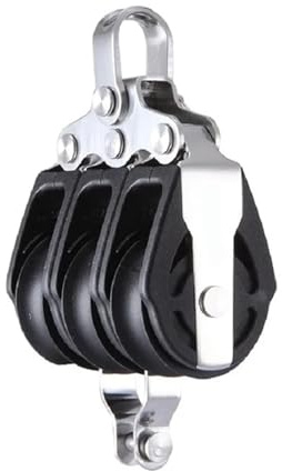 NSNYDNZ Pulley, Single Swivel Shackle Sailboat 29mm 1 1/8 Inch Triple Block Small Boat Block SPB2906F