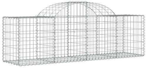 Nqyjm Clôture en Maille de Jardin Paniers à Gabions Arqués 5 pièce 200x50x60/80 cm Fer Galvanisé, Mur à Gabion Cages à Pierres pour Terrasse Extérieur Pelouse Décorative Model 2