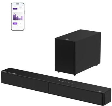 ULTIMEA 2.1 Soundbar med trådlös subwoofer, Dolby Atmos, VoiceMX, BassMX, 240W Peak Power Soundbar för Smart TV, App-kontroll, HDMI eARC, Optisk, Bluetooth 6.0, Poseidon M40, 2026-modell