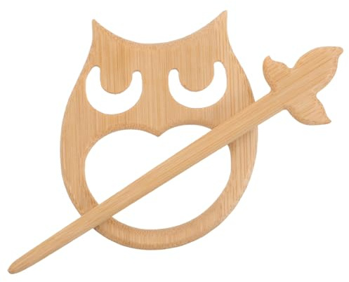 EXAOMBLE Broche en Bois Forme Chouette pour Femmes et Filles, Épingle à Pull Robuste et Polyvalente, Accessoire Chic pour Châles et Écharpes au Quotidien