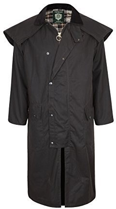 Stockman Unisex Premium Quality Lined Waxed Cape Long Raincoat Made in UK (3XL, Brown)