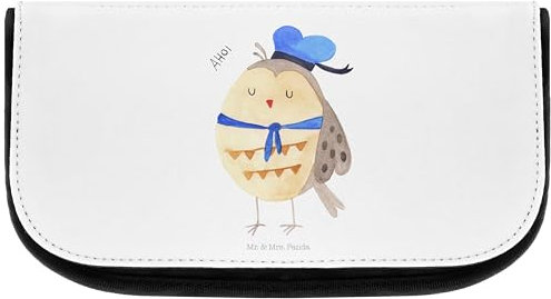 Mr. & Mrs. Panda Kosmetiktasche Eule Matrose - Geschenk, Owl, Schminktäschen, Schminktasche, Boot Fahren, Kulturtasche, Schmink Täschchen,