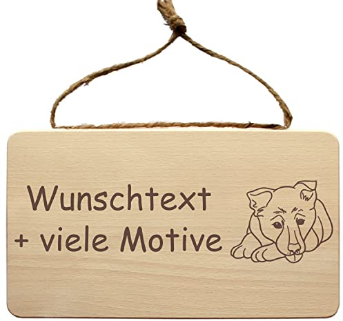 Tierschild aus Holz mit individuelle Gravur - Schild für Hund, Katze, Pferd und weitere Tiere - mit Kordel zum Aufhängen - Wandschild, Türschild, Holzschild, Wandbrett, Holztafel (Tiere)