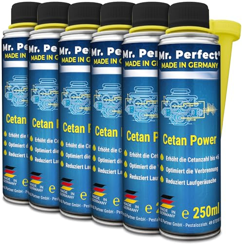 Mr. Perfect Cetan Power 6 x 250 ml | Diesel Cetan Booster & Dieseladditiv zur Erhöhung der Cetanzahl um bis zu 5 Punkte | Für besseren Motorlauf, optimierte Zündwilligkeit & Kaltstart