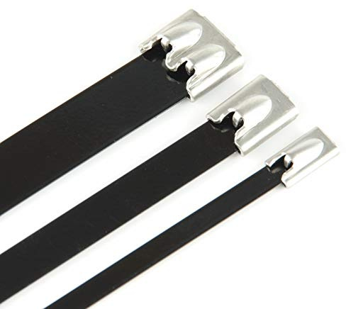 50x Kabelbinder Edelstahl schwarz 7,9 x 400 mm *** Große AUSWAHL 4,6/7,9/12mm 10-150cm 1/10/20/50/100er Packs