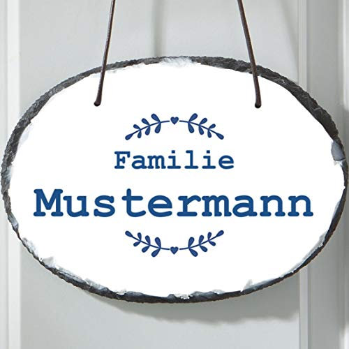 Manutextur Schiefer Türschild - mit Namen - viele Motive - Eingangsschild - Schiefertafel - individuell Bedruckt - personalisiert - persönliches Geschenk