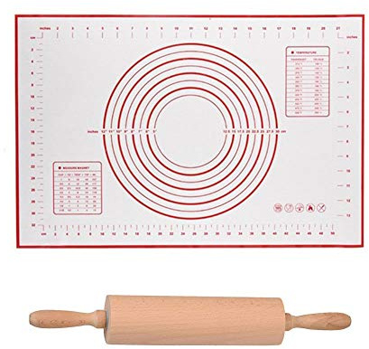Mattarello – Mattarello regolabile in acciaio inox o legno o gel di silice per cuocere biscotti Chapati, pasta di fondente, pasta di pasticceria, pizza e croste. Tre misure (con opaco)