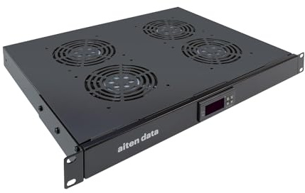 Aiten Data Digital termostat med 4 fläktar 1U för rackskåp, svart