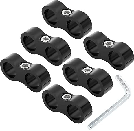 X AUTOHAUX 6 x schwarze AN8 16 mm Schlauchabscheiderklemmen-Adapter mit Schraubenschlüssel für Auto