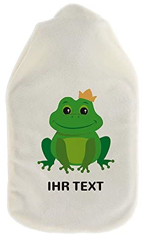 Wärmflasche Frosch personalisiert, Bezug mit Namen, 800 ml | Frosch-Wärmflasche mit Wunschname – grüner Glücksbringer gegen kalte Füße