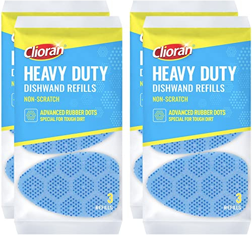 Scrub Dots Dishwand Refills Sponge Heads, Dish Wand Refill Scrubber Replacement Head, Non Scratch Brush Soap Filled Dispensing Handle, Heavy Duty Dishwashing Pads Dispenser Dishwasher Cleaning Tool