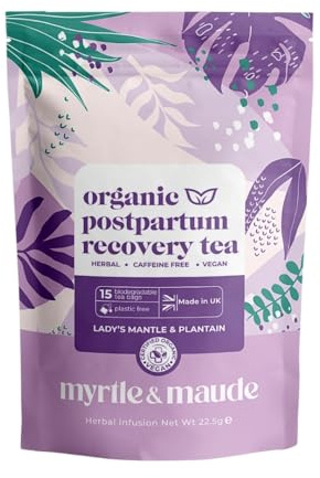Myrtle & Maude - Postpartum Recovery Tea - New Mum Wellness Support - 100% Organic Lady's Mantle & Plantain Leaf - Caffeine Free - Certified Vegan