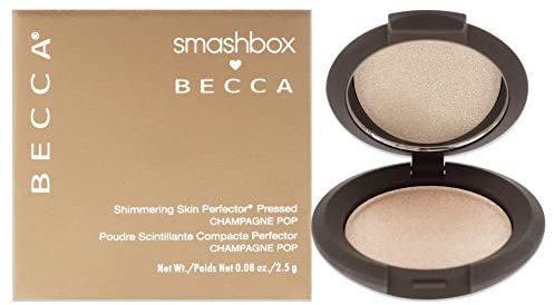 Smashbox X BECCA Shimmering Skin Perfector Pressed Highlighter | Creamy Formula that Melts into Skin for a Natural, Radiant, Glow-Boosting Highlight, 0.09 Ounce, Champagne Pop Mini