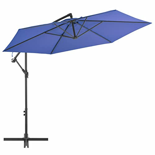 Catherinol Sombrilla voladiza con poste, Parasol Terraza, Sombrilla Terraza Exterior, Sombrilla Jardin, Parasol Jardin, Sombrilla Playa, Parasol Excentrico, de aluminio azul 300 cm