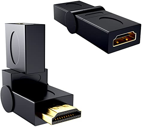 N NEWTOP Adattatore AD41 Prolunga 360° Angolo Flessibile Orientabile Oro Segnale Audio Video Digitale HDMI Femmina - Maschio Connettore M-F Doppia Rotazione HD 4K per Cavo Monitor Computer TV (2)