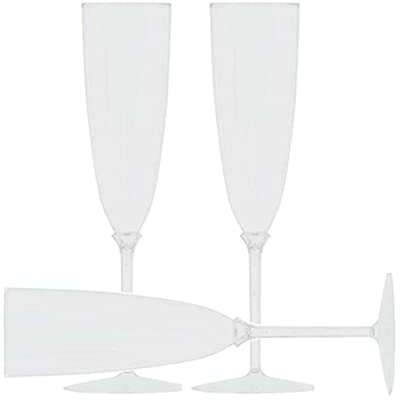 Decor Decorline - 48 Sektläser aus Premium-Kunststoff Weiss Stiel-Glas Wiederverwendbar Champagner Gläser für Hochzeiten & Partys, 170ml - Mehrweg & Stabil