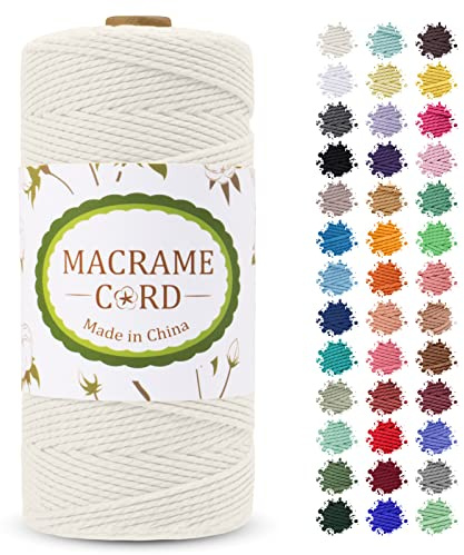 LEREATI Corda Macrame 2mm x 200m, Filo Macrame Cordoncino Cotone Naturale Spago Colorato, Cordino per Borse Uncinetto, Arazzo da Parete, Fai da Te Artigianato, Decorazioni (Naturale)