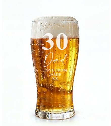 Engraved Personalised 30th Birthday Signature Pint Beer Glass | Gift Boxed