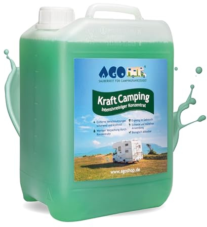 AGO Caravan Reiniger Konzentrat 5 Liter/Intensiv Wohnwagen Reiniger außen/ergiebiger Wohnmobilreiniger - entfernt hartnäckigen Schmutz & Verfärbungen