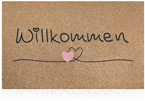 AAZZKANG Braun Fußmatte Außen Willkommen Türmatte mit rutschfest Gummi Rückseite Ultra absorbieren Schlamm Eingangsteppich zum Innen Haustür