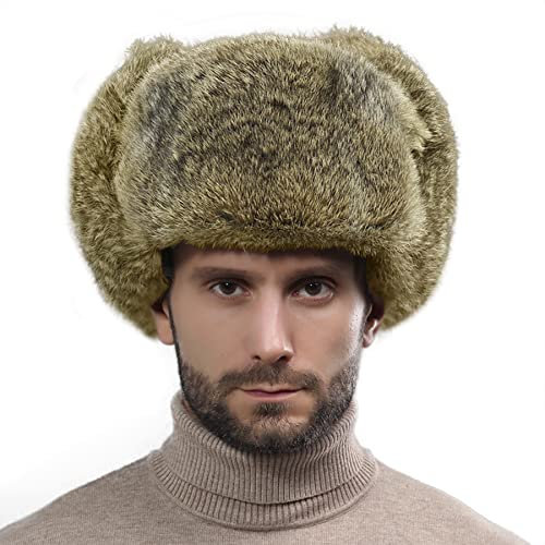 YJZQ Fliegermütze Wintermütze mit Ohrenklappen Herren Webpelzmütze Beanie-Mütze Kunstfellmütze Weiche Warme Trappermütze Pelzmütze Outdoor Russenmütze für Erwachsene