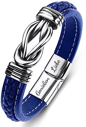 Wycian Armband herr läderarmband svart, herrarmband magnetiskt lås med knut hampblomma vänskapsarmband 16,5 cm 18,5 cm 20 cm armband fars dag, 200MM, Läder, Ingen ädelsten