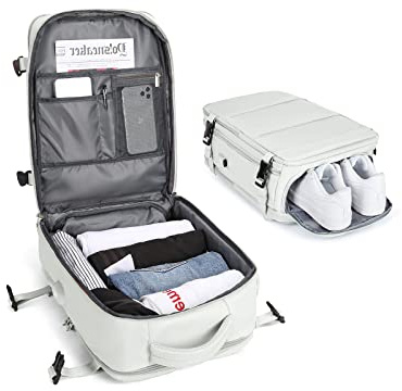 BJLFS Rucksack Handgepäck Flugzeug Ryanair Handgepäck Reiserucksack Damen Groß Laptop Rucksack Herren 14 zoll business wasserabweisend mit Laptopfach Tasche Carry on Luggage,Weiss