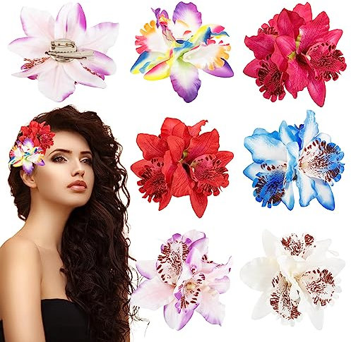 BOFUNX 6 Stücke Hawaii Haarspange Blumen Haarklammern Haarclip Brosche Haarschmuck Haarnadeln für Hochzeit Party Strand Sommer