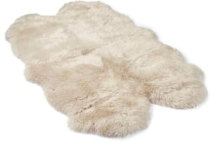 Nordic Sheep Real Sheepskin Rug 4x6 ft | Sheepskin Rugs for Living Room and Sofa | Bedside Rugs for Bedrooms | Large Fluffy Rug is Breathable & Heat-regulating in Color Beige
