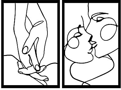 2stk Minimalistische Metall Wandkunst,Wanddeko Metall Wandbild Silhouette Wanddeko,menschliches Gesicht Draht Kunst Dekor,Abstrakte menschliches Gesicht Hausdeko Schlafzimmer Deko (stil A)