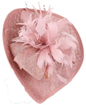 Vintage Armee Fascinator Haar Hüte für elegante Frauen Hochzeit Kirche Anlass Zubehör Federn Kopfschmuck, Pfirsich, Einheitsgröße