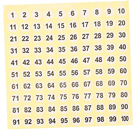 VILLCASE 100pcs Round Serial Number Stickers Self-Adhesive House Number Labels Pasters PVC Material Sticker Labels for Hotel Cafe Home