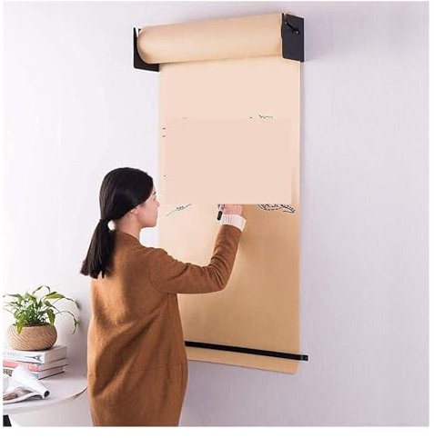 Entwurfspapierspenderschneider für Mädchen-Jungen-Malerei, 67 cm breiter Kraftpapierrollenhalter für Kinderwandkunst/Kinderzeichnung, mit Wandaufhängungsset (Farbe: Schwarz, Größe: 67 cm/26,3 Zoll b