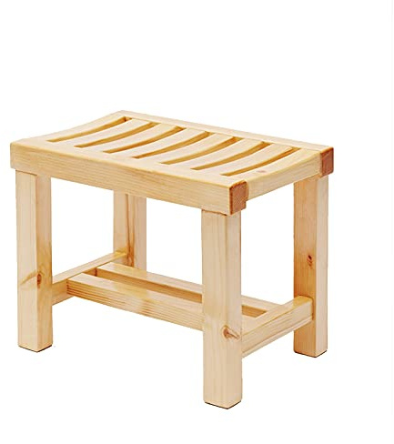 SIMPZON Wooden Shower Bench with Foot Rest for Indoor and Outdoor Use - Perfect for Sauna, Elderly, and Disabled Individuals - Ideal for Courtyard Gardens, Bathtubs, and Spa Showers - Dimensions: