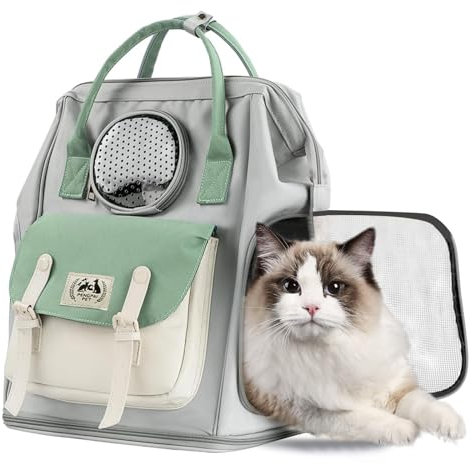 PETCUTE Hunderucksack bis 7.5kg,Atmungsaktive Hunde Rucksack zum Wandern,Faltbare Rucksack für Hunde mit Herausnehmbarer Matte, Katzenrucksack Tragetasche Hund mit Sicherheitsgurt,Taschen
